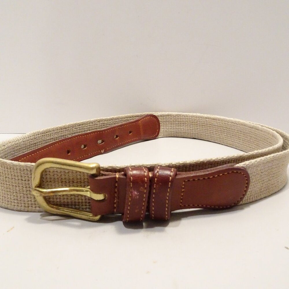 COACH Tan Woven Linen Leather Belt Men’s Size 40 Casual Preppy Career